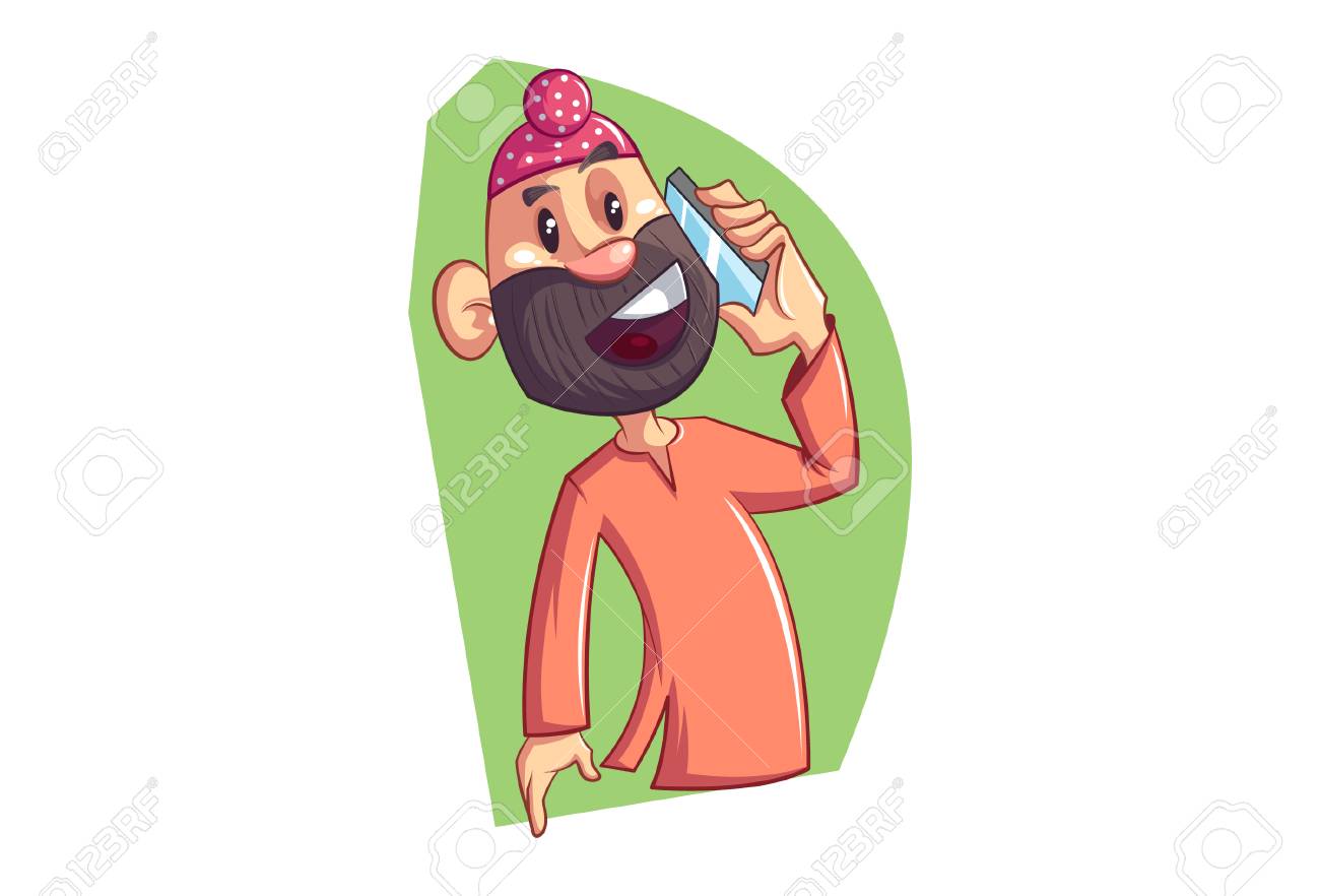 Vector Cartoon Illustration Of Punjabi Sardar Talking On Phone. Isolated On White Background. Royalty Free SVG, Cliparts, Vectors, And Stock Illustration. Image 105097029. Vector Cartoon Illustration Of Punjabi Sardar Talking On Phone. Isolated On White Background. Royalty Free SVG, Cliparts, Vectors, And Stock Illustration. Image 105097029.