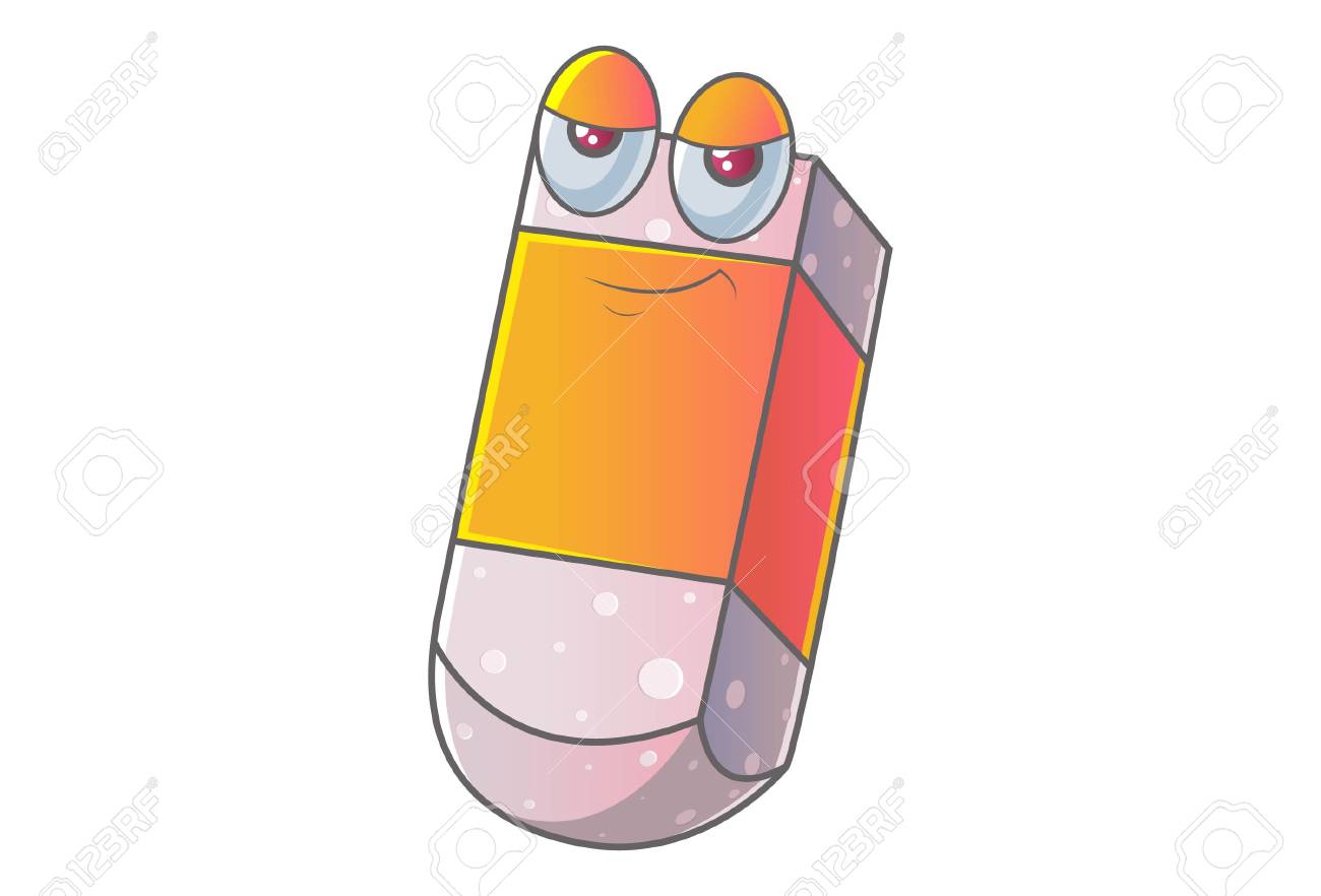 ベクター漫画のイラスト かわいい消しゴムは退屈です 白い背景に隔離されています のイラスト素材 ベクタ Image