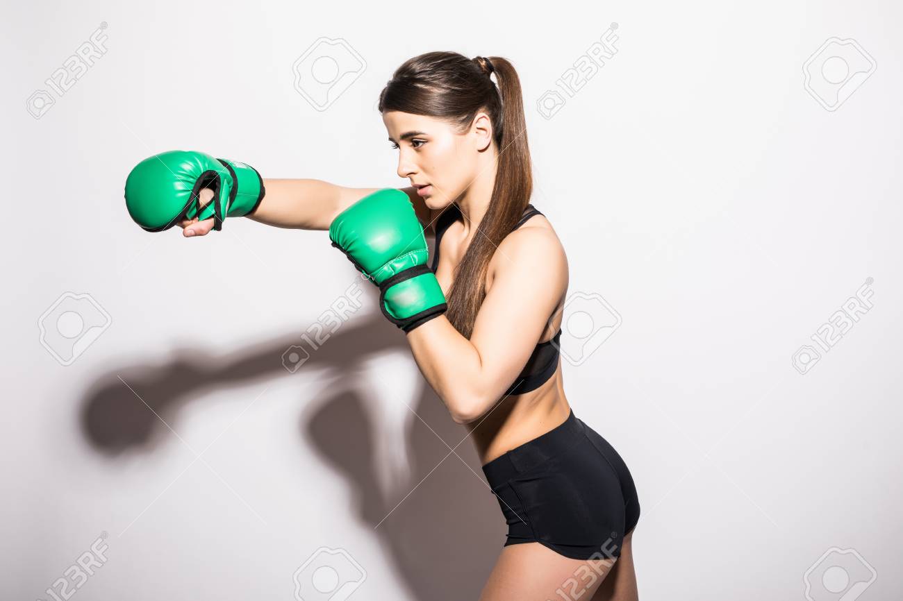 green and white boxing gloves