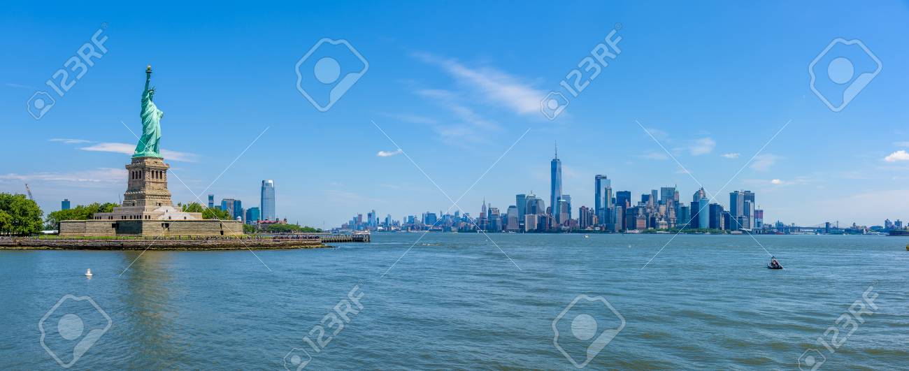 View of the skyline of Lower Manhattan from the Upper Bay - 93232085 View of the skyline of Lower Manhattan from the Upper Bay - 93232085