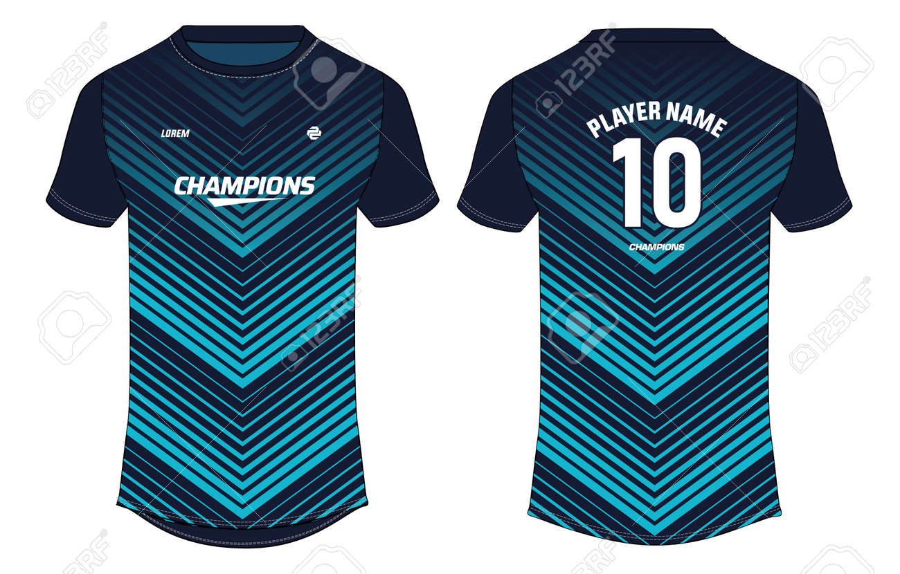Download Sports Jersey T Shirt Design Concept Vector Template Football Jersey Concept With Front And Back View For Soccer Cricket Volleyball Rugby Tennis Badminton And Active Wear Uniform Royalty Free Cliparts Vectors And