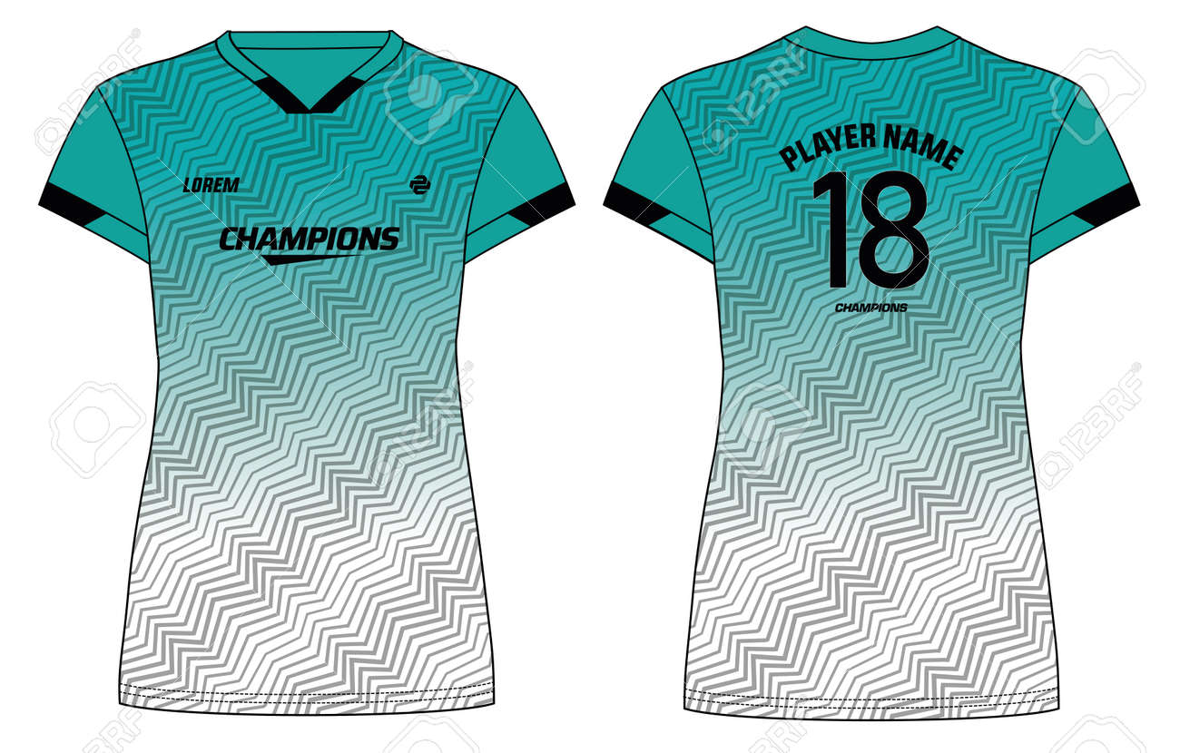 Concepto De Diseño De Camisetas De Deportivo Para Mujeres Ilustración Adecuada Para Niñas Y Damas Para Jersey Voleibol, Fútbol, Bádminton, Fútbol, Y Tenis, Kit De Uniforme Deportivo Para Deportes