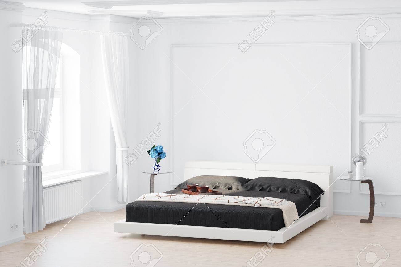 Beedroom with curtain and bed flowers on table - 20588302 Beedroom with curtain and bed flowers on table - 20588302