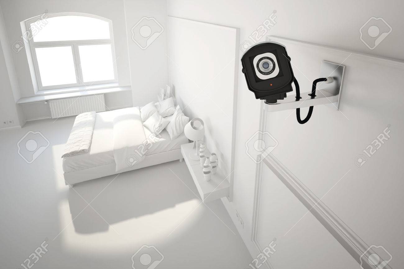 cctv camera in bedroom white illustration look - 26816546 cctv camera in bedroom white illustration look - 26816546