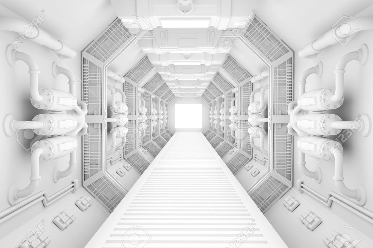 Spaceship interior bright white center view with floor - 27898135 Spaceship interior bright white center view with floor - 27898135
