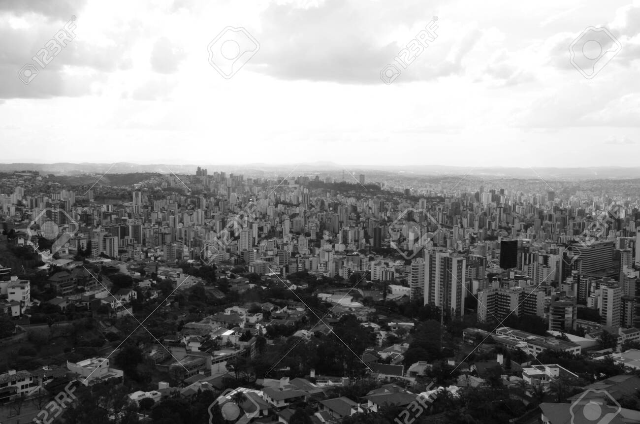 Landscape of the city of Belo Horizonte, State of Minas Gerais, Brazil at a sunny day with blue sky at 3pm in the spring in black and white - 151517047 Landscape of the city of Belo Horizonte, State of Minas Gerais, Brazil at a sunny day with blue sky at 3pm in the spring in black and white - 151517047
