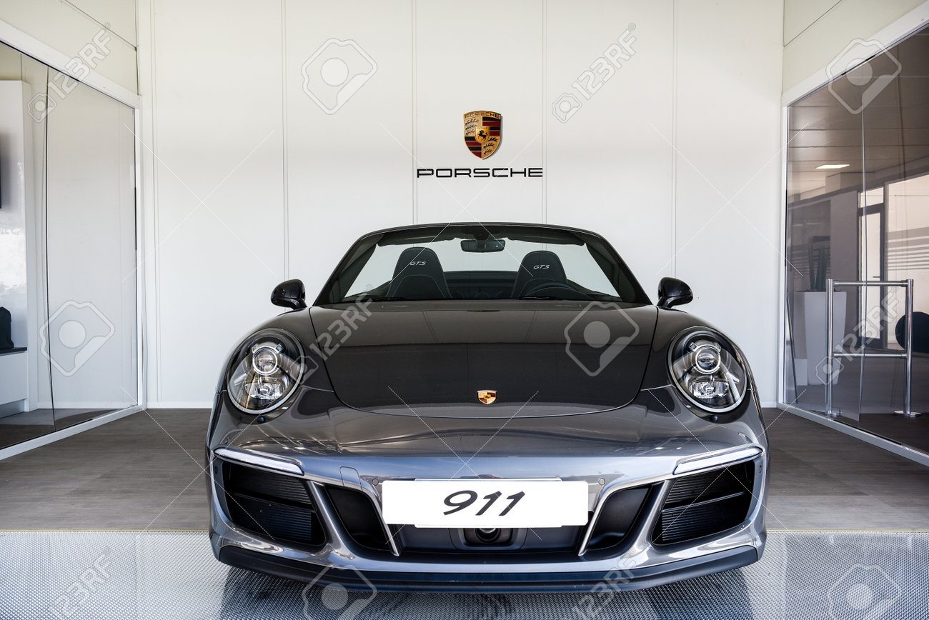 Vallelunga, Rome, Italy. June 24 2017. Black metal Porsche 911..
