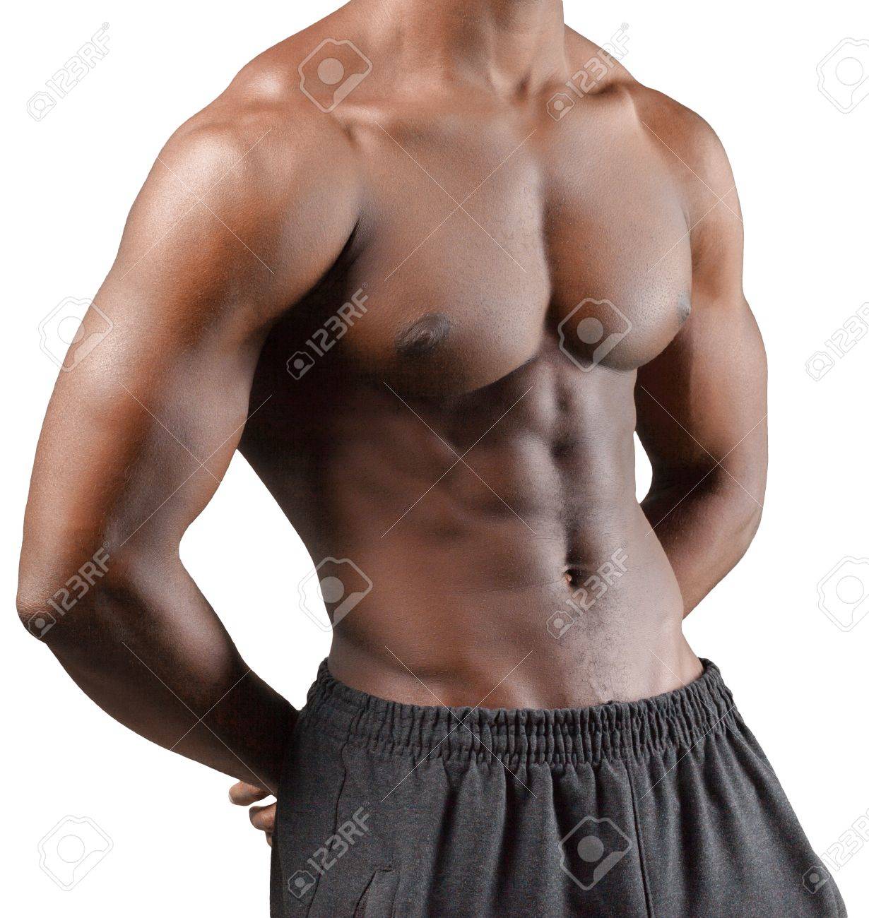 Torso Of Musculous African Man Isolated On White Stock Photo, Picture and  Royalty Free Image. Image 87425334., image size:1230x1300
