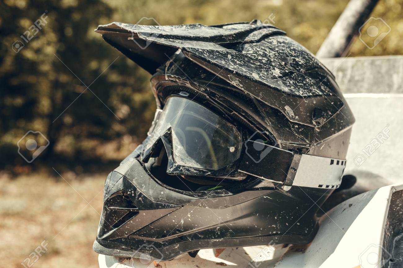 motocross helmet and goggles