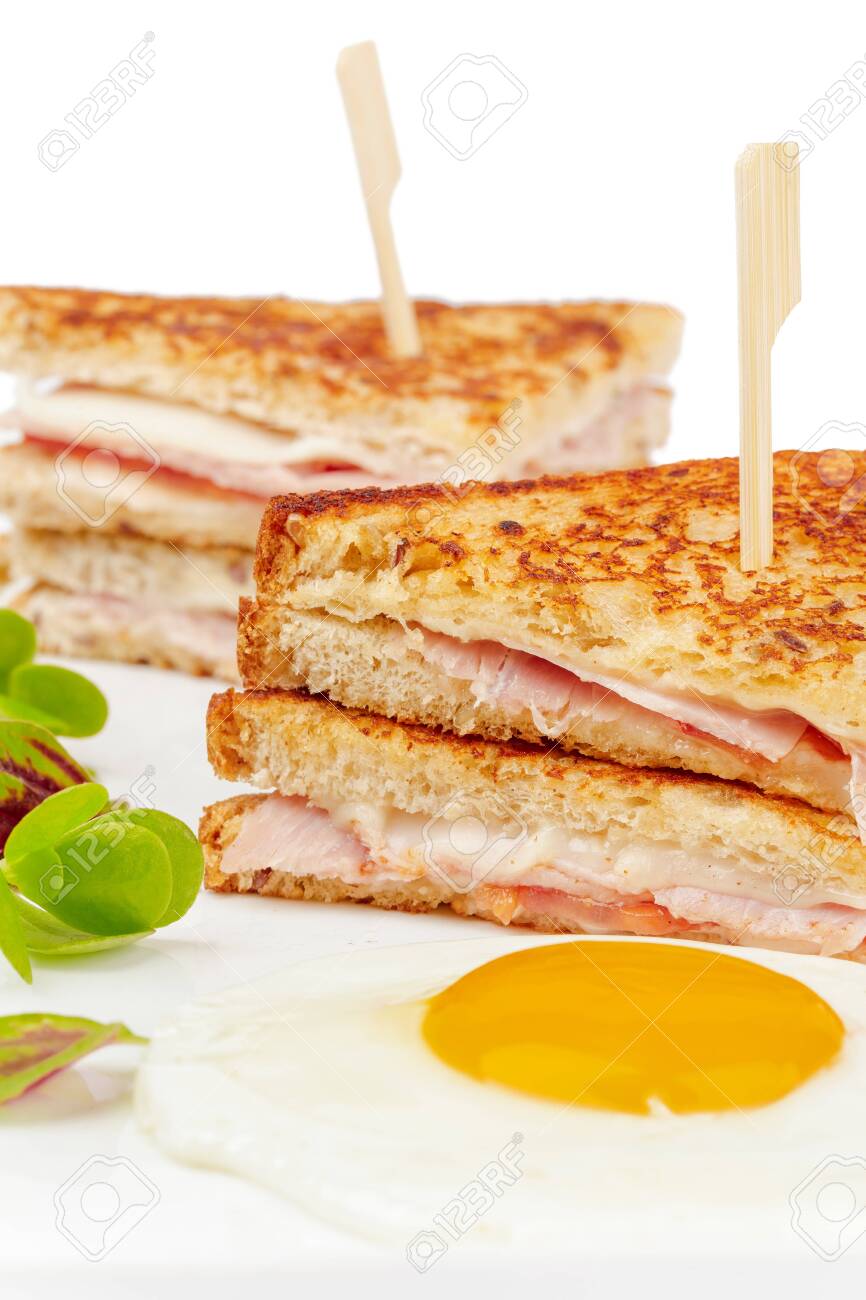 Sandwich with meat slices on white background - 156721266 Sandwich with meat slices on white background - 156721266