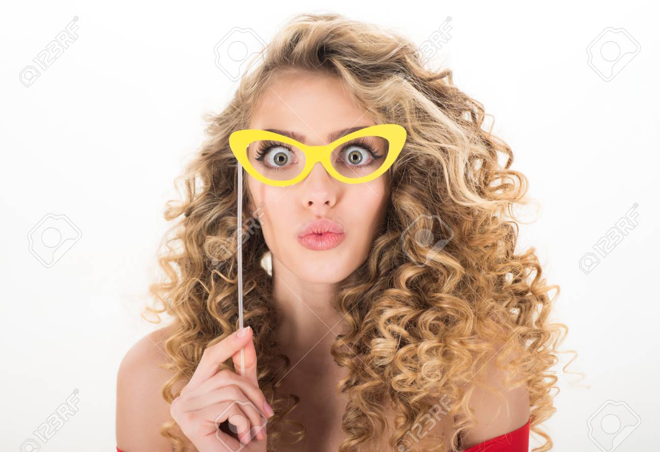 woman with curly hair portrait of funny positive girl with curly