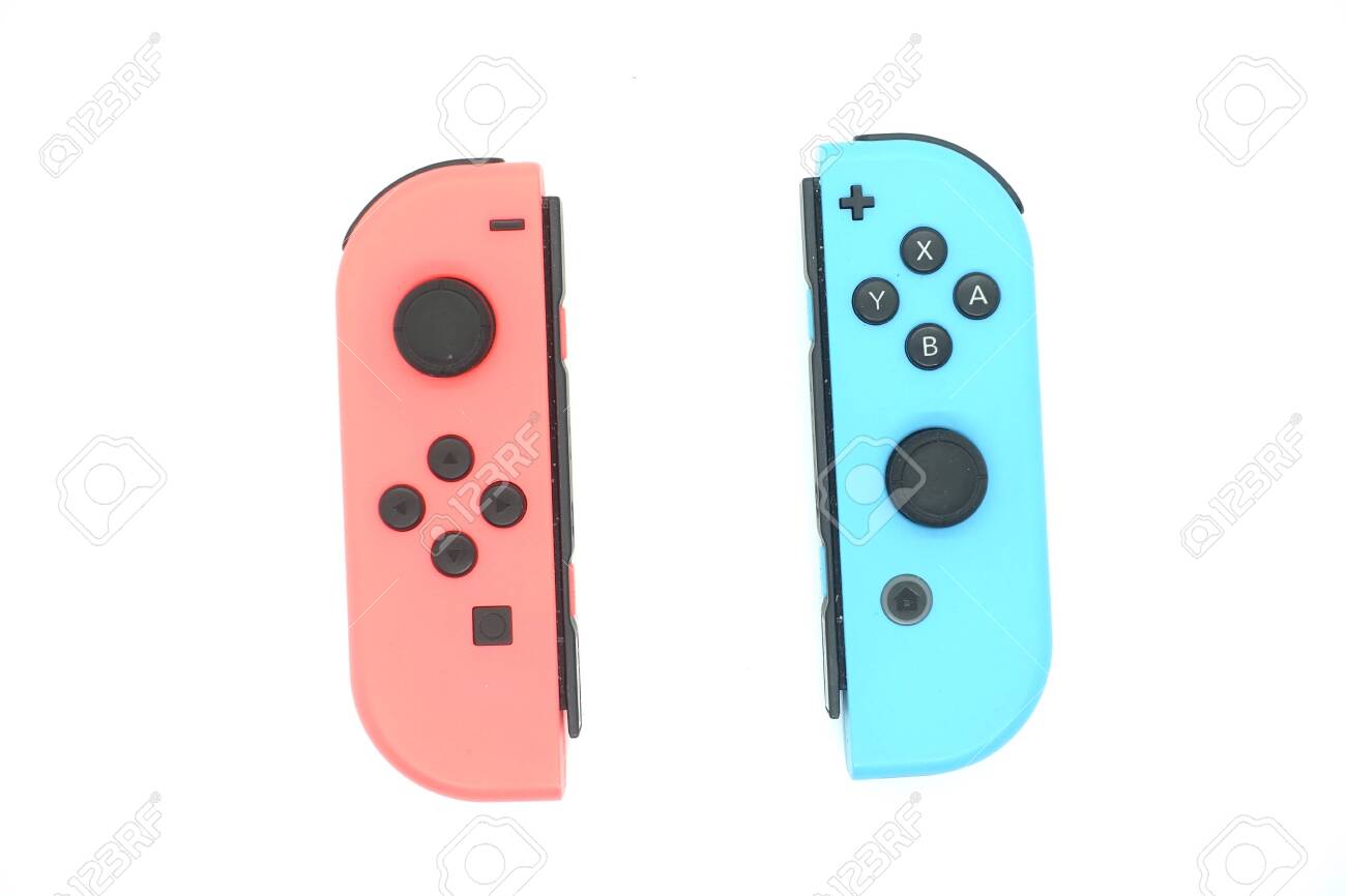 neon red and blue joycons