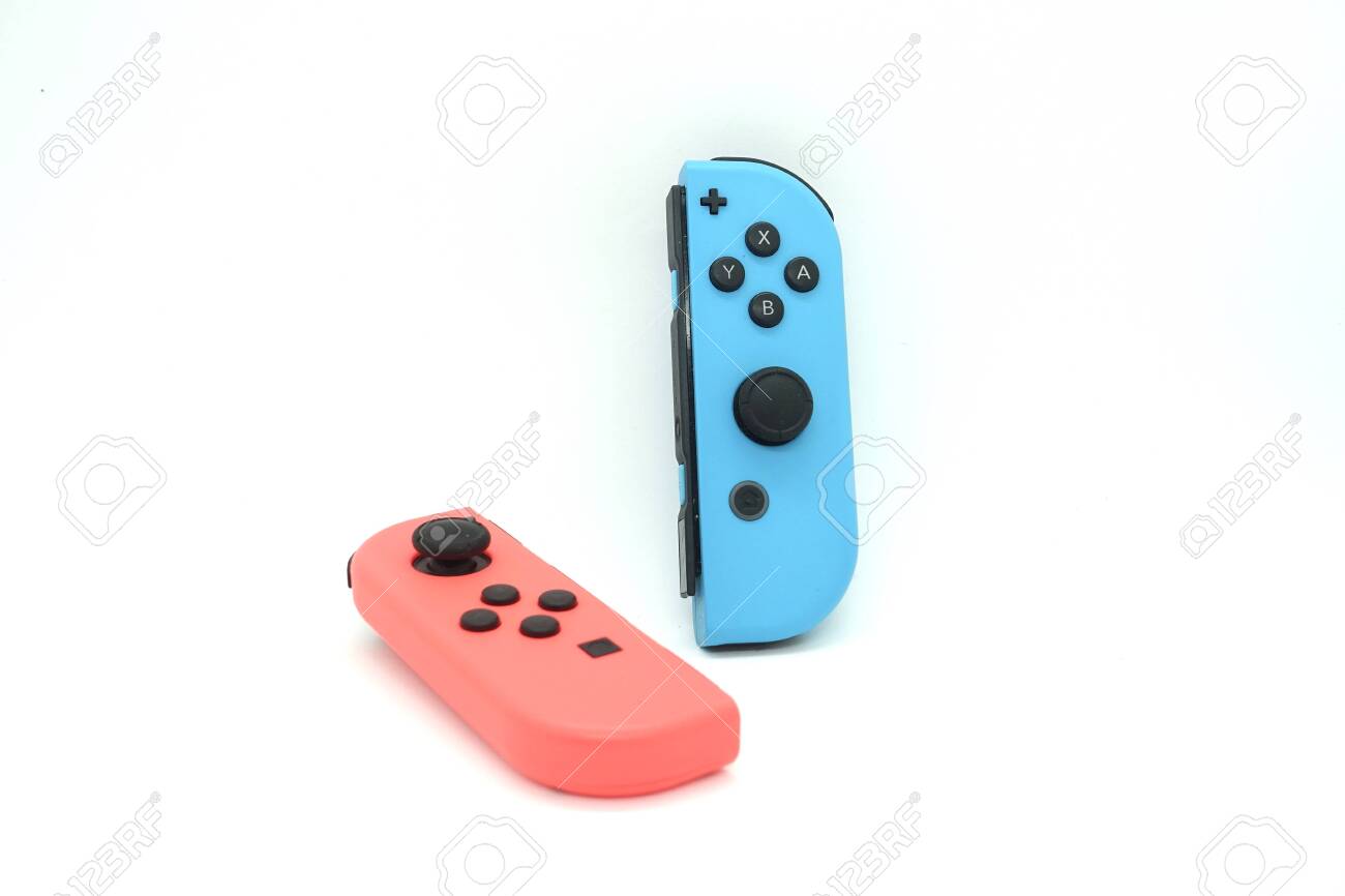 neon red and blue joycons