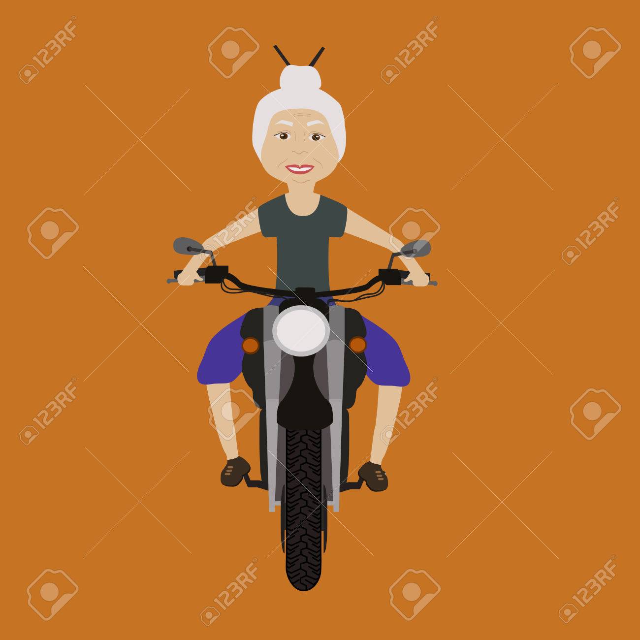 バイクに乗っておばあちゃん のイラスト素材 ベクタ Image バイクに乗っておばあちゃん のイラスト素材 ベクタ Image
