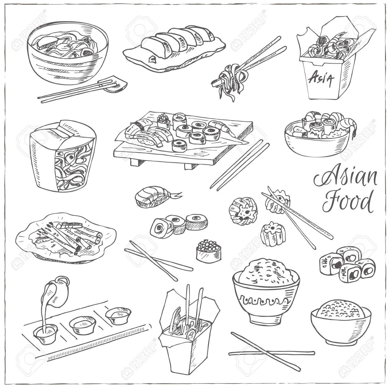 Asiatisches Essen Dekorative Chinesisches Essen Icons Gesetzt Vektor Illustration Fur Design Menus Rezepte Und Produktpakete Lizenzfrei Nutzbare Vektorgrafiken Clip Arts Illustrationen Image