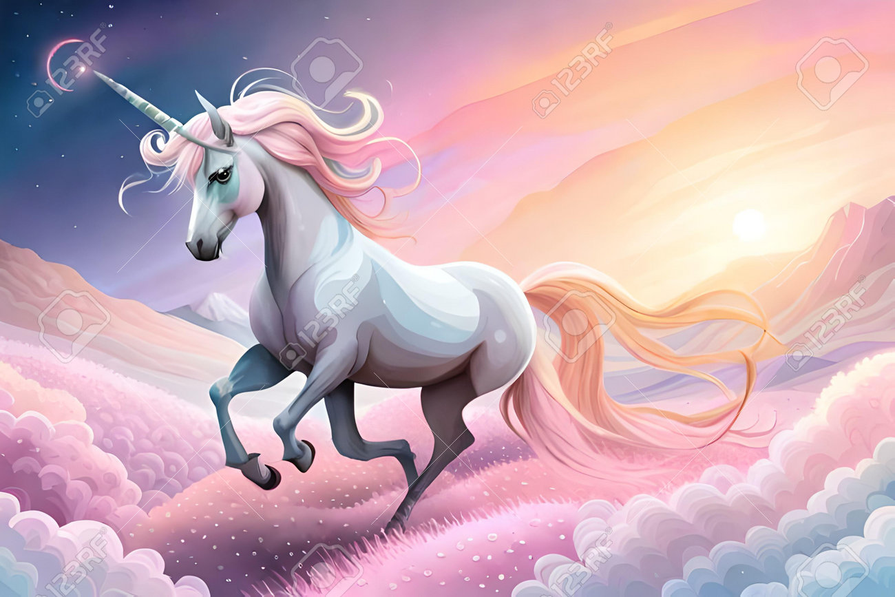 Unicornio generado por AI en colores pastel