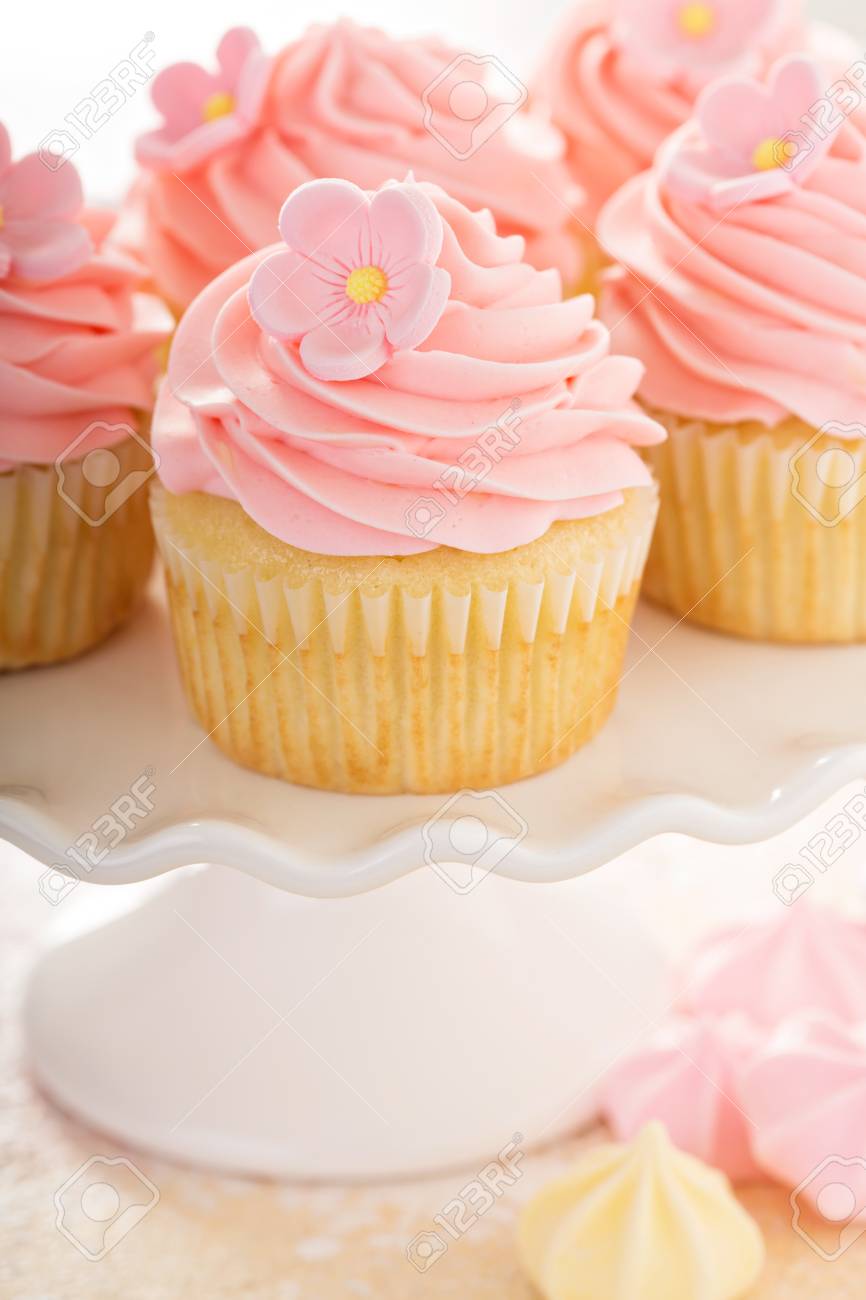 Cupcakes A La Vanille Avec Glacage A La Framboise Rose Pour Un Anniversaire De Fille Ou Une Douche De Bebe Banque D Images Et Photos Libres De Droits Image Cupcakes A La Vanille Avec Glacage A La Framboise Rose Pour Un Anniversaire De Fille Ou Une Douche De Bebe Banque D Images Et Photos Libres De Droits Image