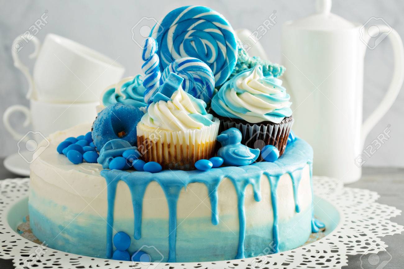 Baby Shower Or Boy Birthday Cake Stock Photo Picture And Royalty Free Image Image