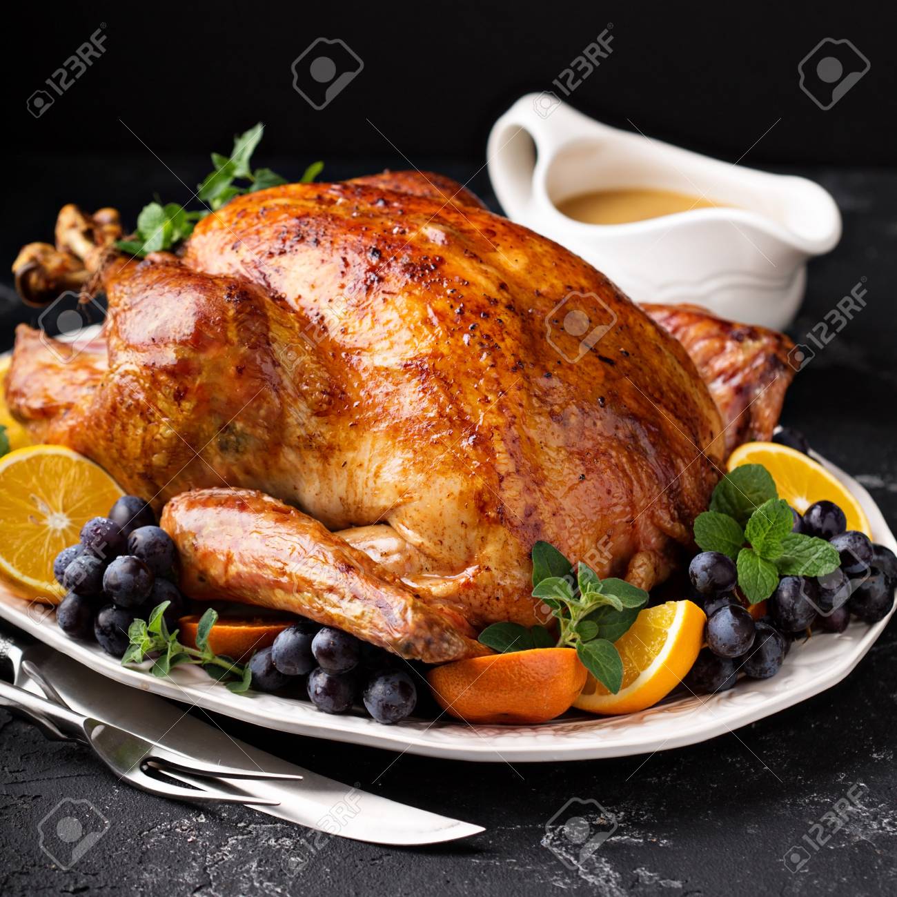 Festive celebration roasted turkey for Thanksgiving - 90943212 Festive celebration roasted turkey for Thanksgiving - 90943212