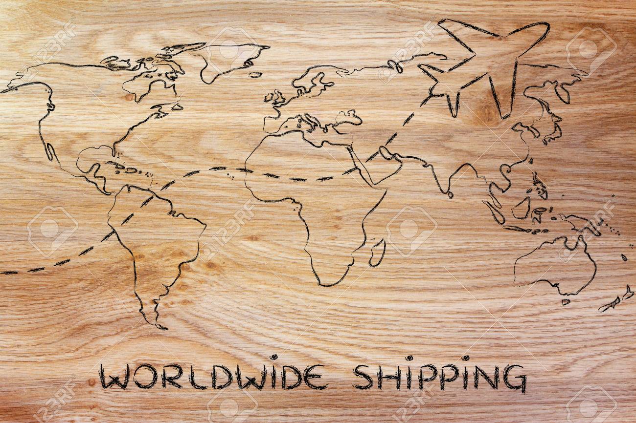 Plan Route Aérienne Et Carte Du Monde Dans Le Monde Entier Expédition