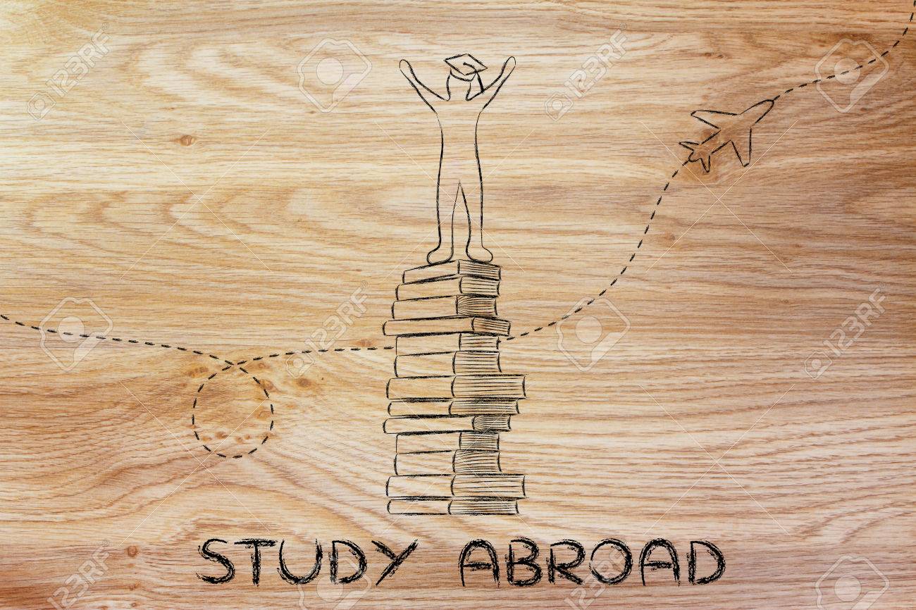 study abroad happy graduated student on top of books with airplaine stock photo picture and royalty free image image 45576364 study abroad happy graduated student on top of books with airplaine stock photo picture and royalty free image image 45576364