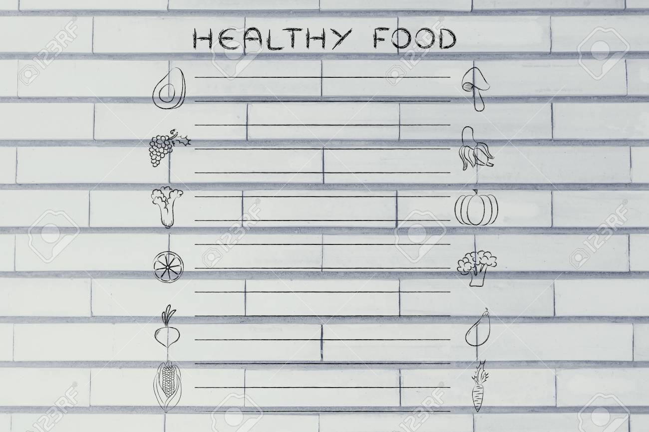 grocery list template with fruit an vegetables icons and lines grocery list template