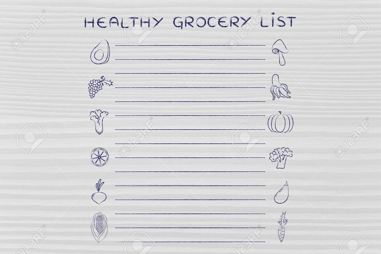 healthy grocery list template with fruit and vegetables icons grocery list template