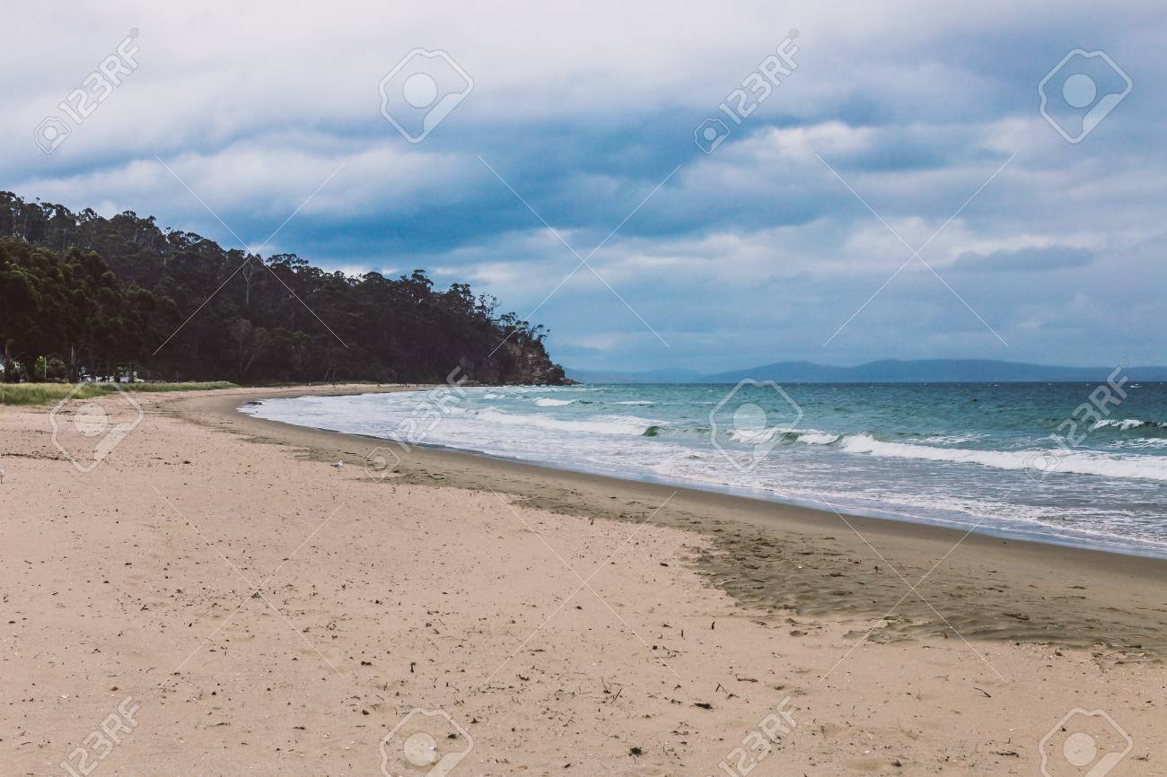 Kingston Beach In Hobart Tasmania Australia With Stormy Summer Skies And No People Stock Photo Picture And Royalty Free Image Image 99134218