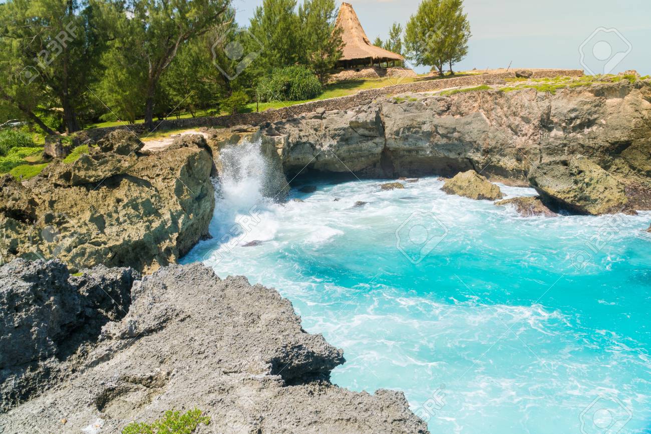 Beautiful Nature Of Blue Sea Sand And White Waves At Pantai Mandorak Stock Photo Picture And Royalty Free Image Image 114006592