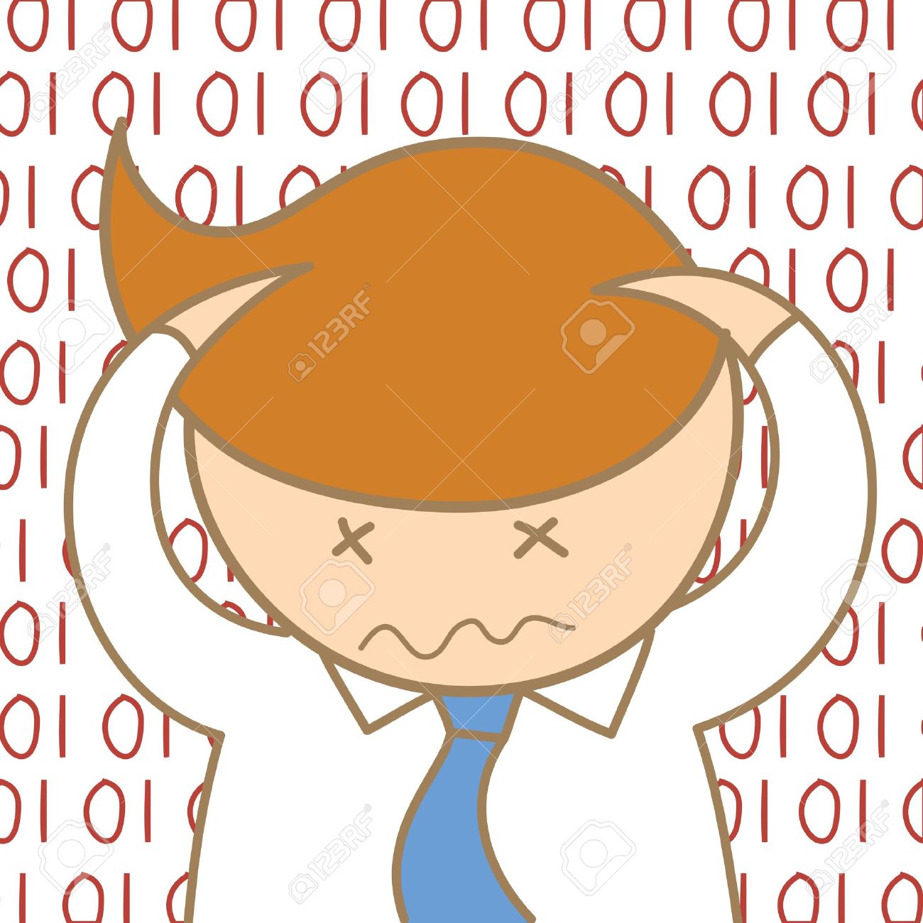 情報を混乱男の漫画のキャラクターのイラスト素材 ベクタ Image
