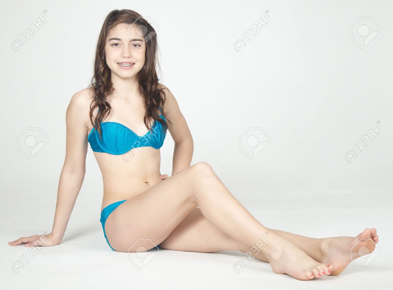 Hispanic Teen Girl Posing In A Bikini Stock Photo, Picture and