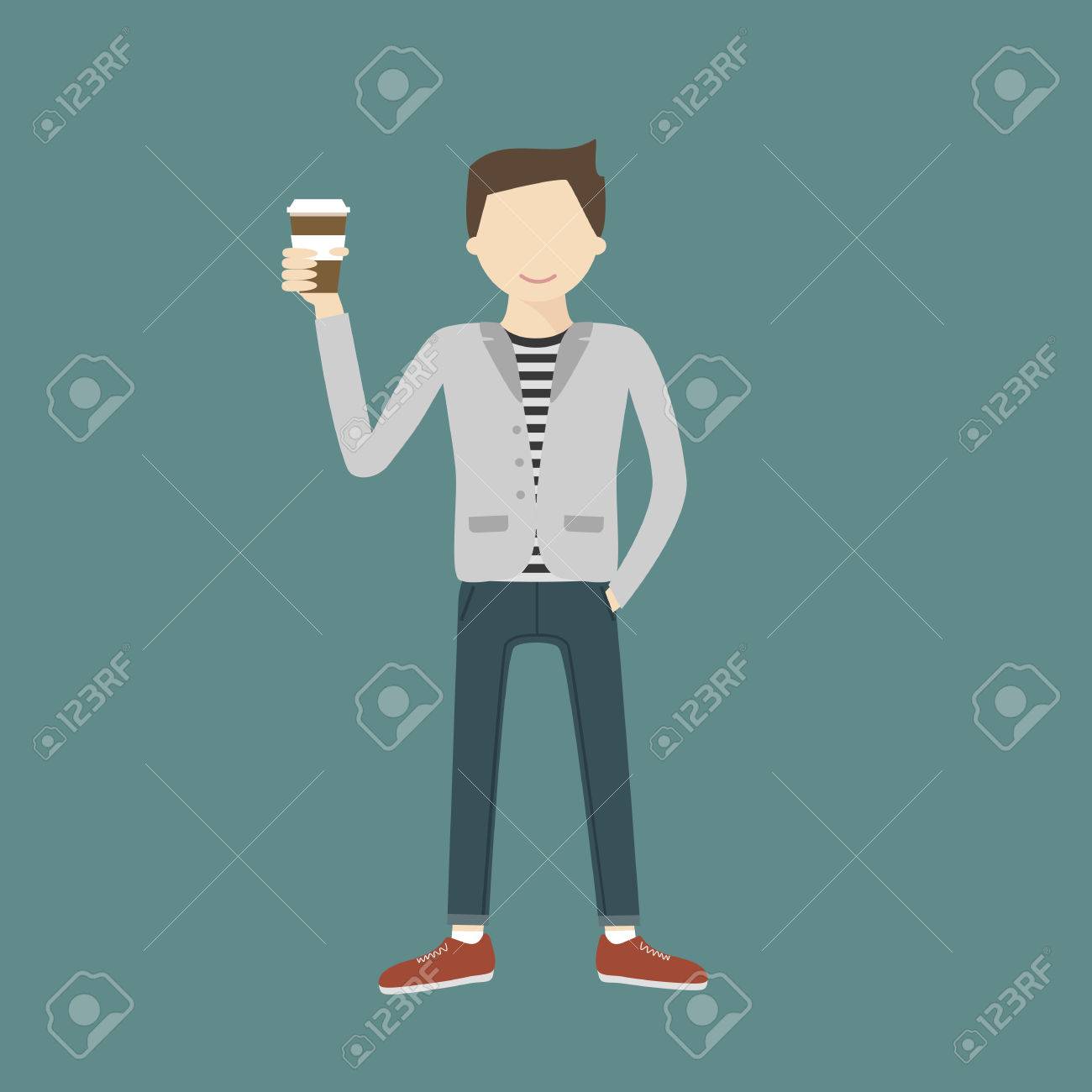 男はコーヒーを飲みます コーヒー タイムの概念イラスト フラット デザインのイラスト素材 ベクタ Image 男はコーヒーを飲みます コーヒー タイムの概念イラスト フラット デザインのイラスト素材 ベクタ Image