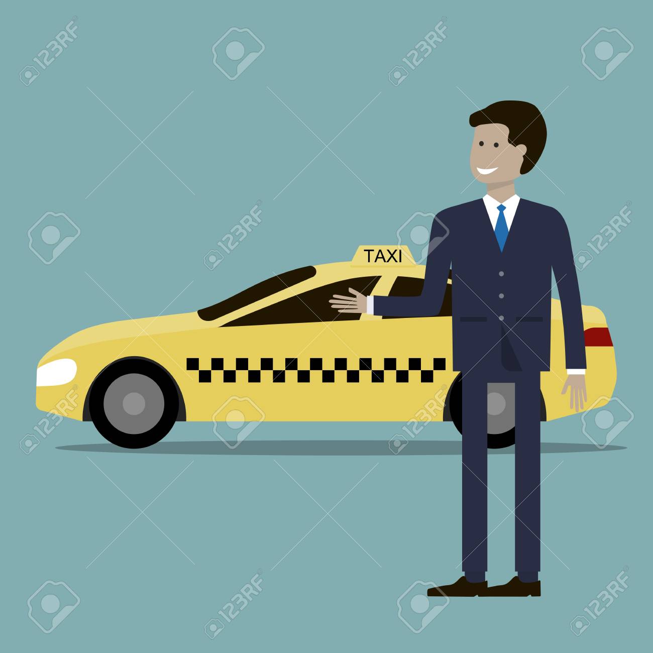 タクシーの運転手と黄色いタクシー ベクトル イラスト フラット デザインのイラスト素材 ベクタ Image タクシーの運転手と黄色いタクシー ベクトル イラスト フラット デザインのイラスト素材 ベクタ Image