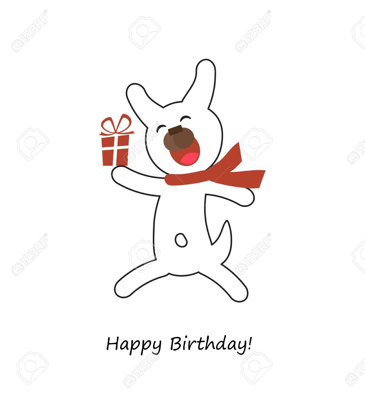犬との幸せな誕生日カード のイラスト素材 ベクタ Image