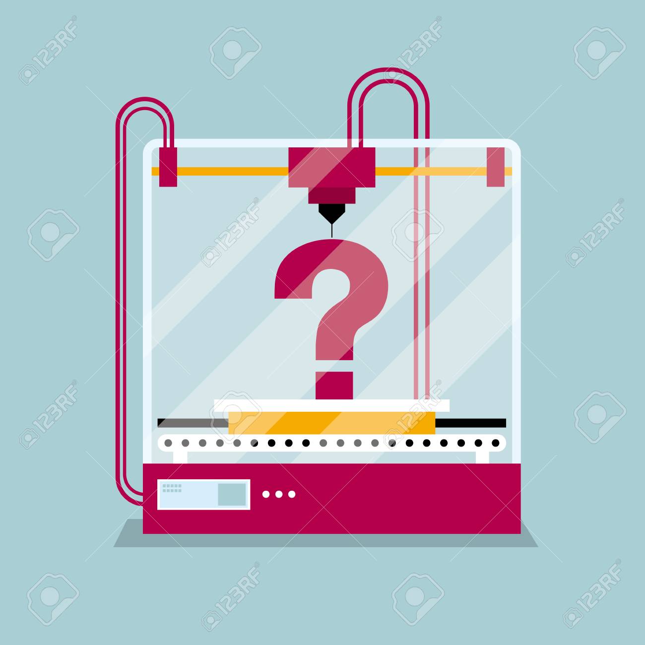 3D Printing A Question Mark Symbol, The Concept Of Rapid Prototyping.  Royalty Free Cliparts, Vectors, And Stock Illustration. Image 99516817.