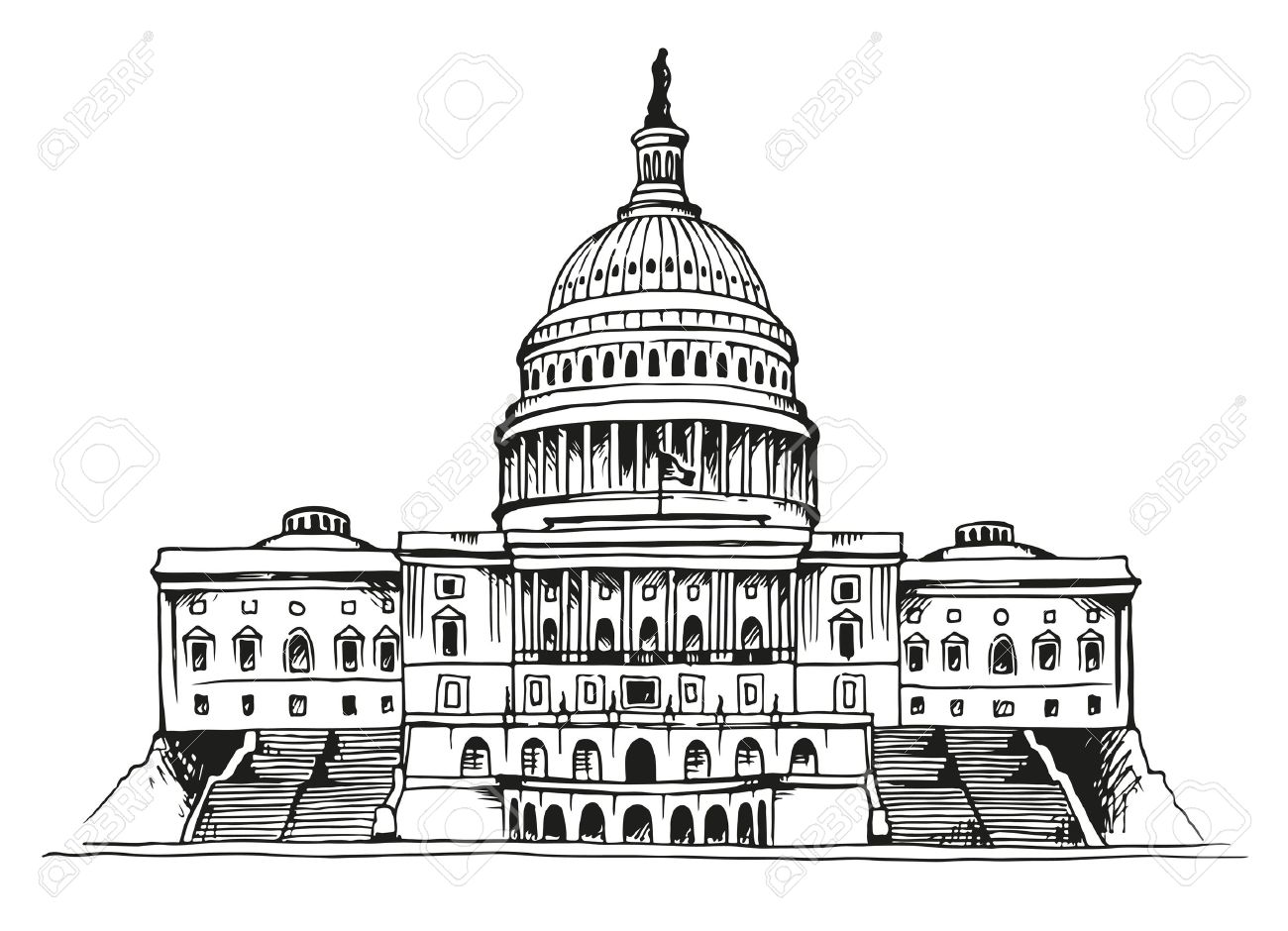 United States Capitol Building Vector Illustration Isolated On White  Background Royalty Free SVG, Cliparts, Vectors, And Stock Illustration.  Image 62545814.