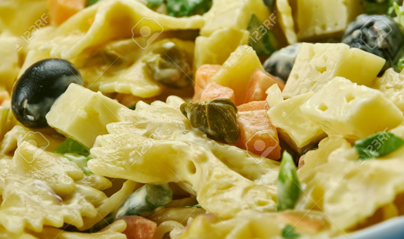 Cheesy Picnic Pasta Salad Pasta Salad Is Loaded With Four Cheeses Swiss Stock Photo Picture And Royalty Free Image Image 99237829
