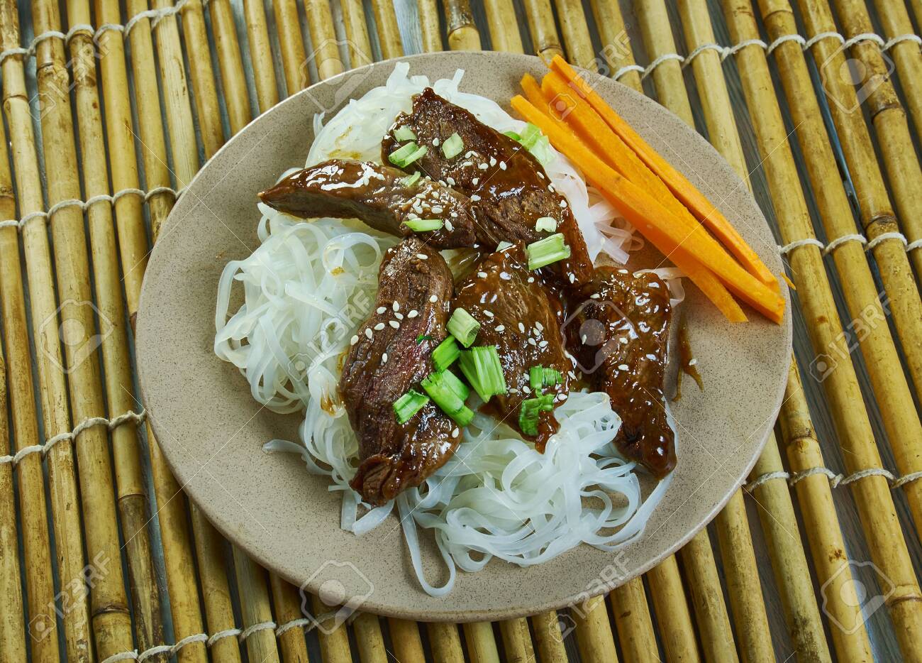 Honey Sriracha Mongolian Beef With Rice Noodles Stock Photo Picture And Royalty Free Image Image 121112068