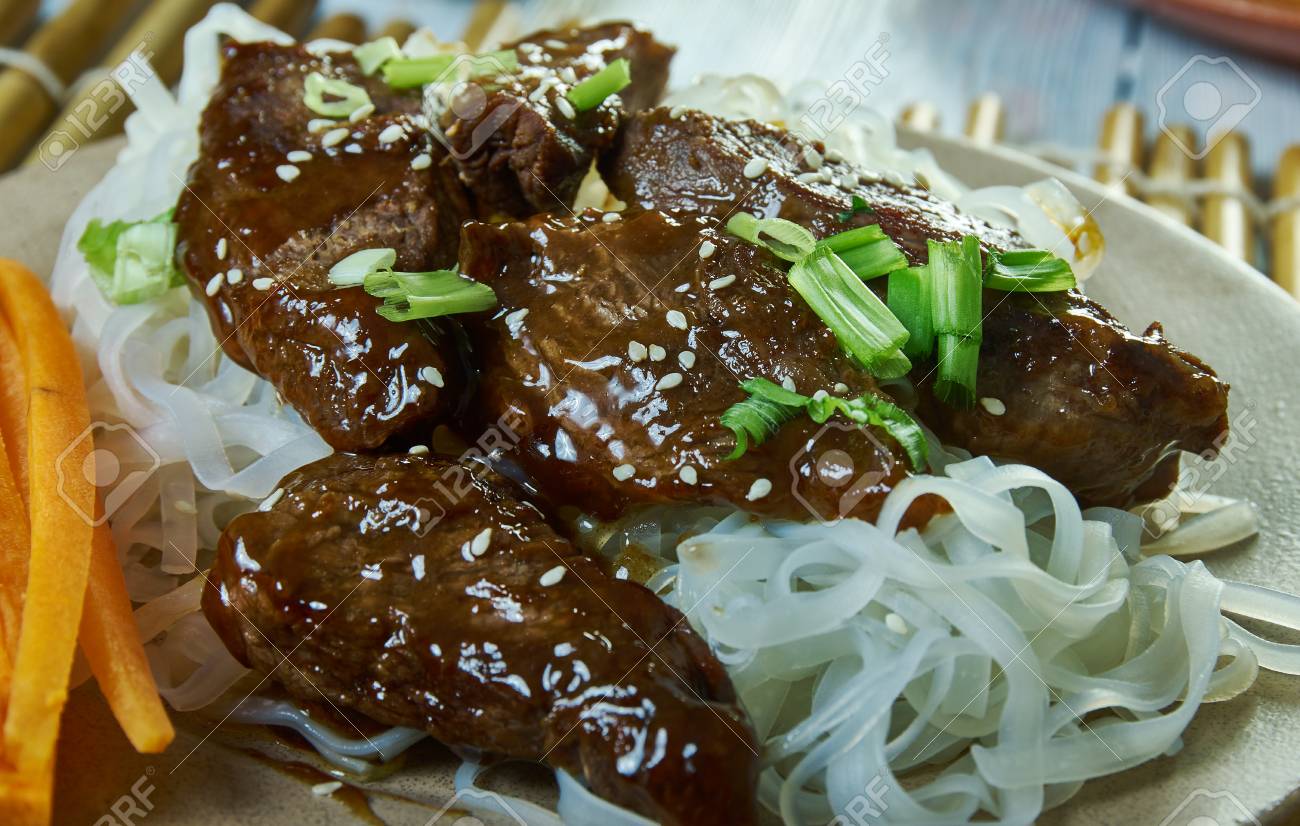 Honey Sriracha Mongolian Beef With Rice Noodles Stock Photo Picture And Royalty Free Image Image 121138364