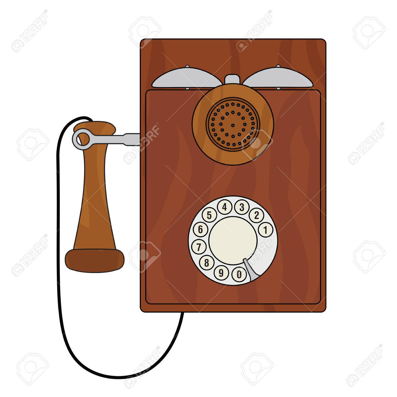 pics Imagen De Telefono Antiguo Animado de dibujos animados de epoca antigua de estilo telefono de la pared con una centralita rotatoria