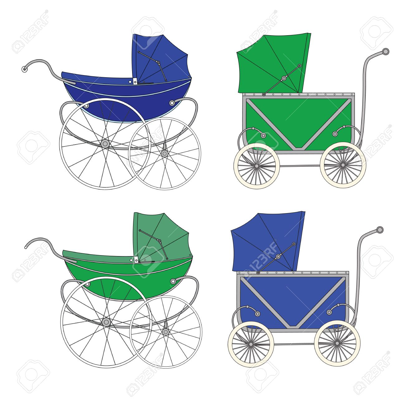 Cochecito de bebé de la vendimia, cochecito de bebé antiguo Cochecito de bebé de la vendimia, cochecito de bebé antiguo