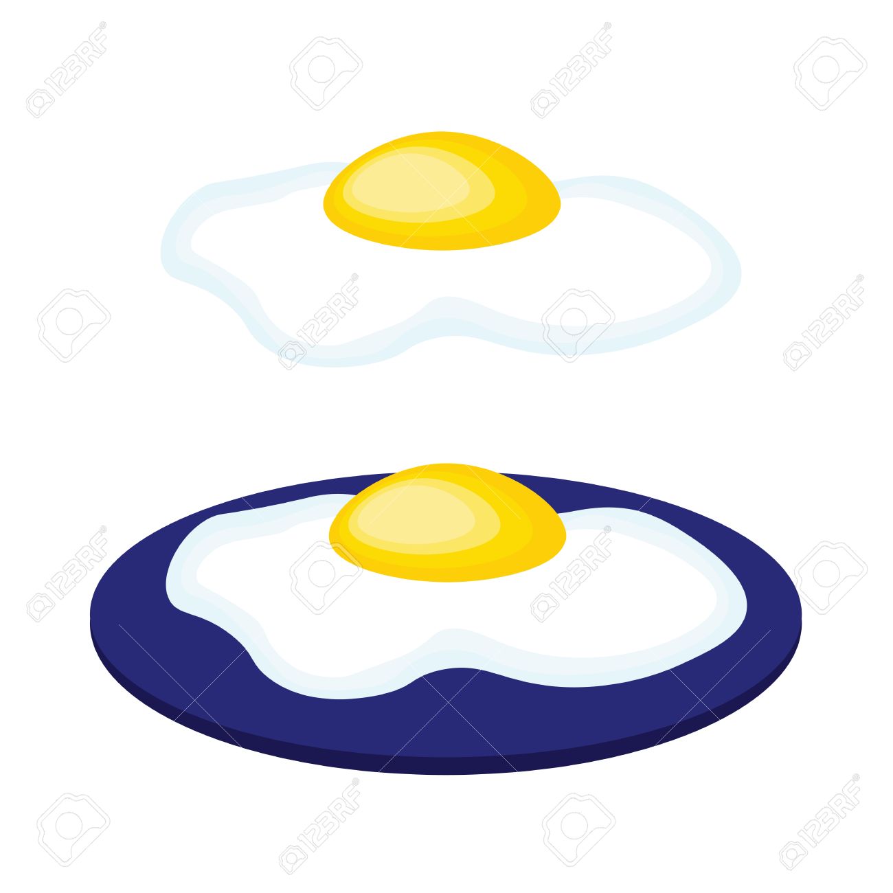 Cartoon Scrambled Eggs On White Background And On The Plate Royalty Free Cliparts Vectors And Stock Illustration Image 6216