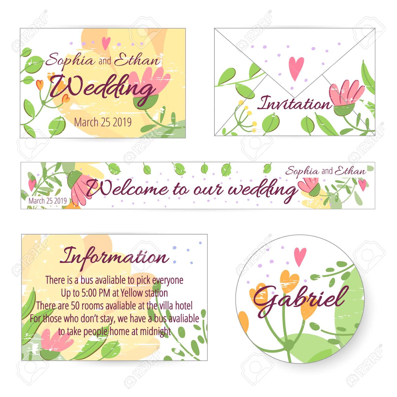 Vector Set Of Happy Wedding Design Cards Concept With Wedding Royalty Free Cliparts Vectors And Stock Illustration Image 123401814