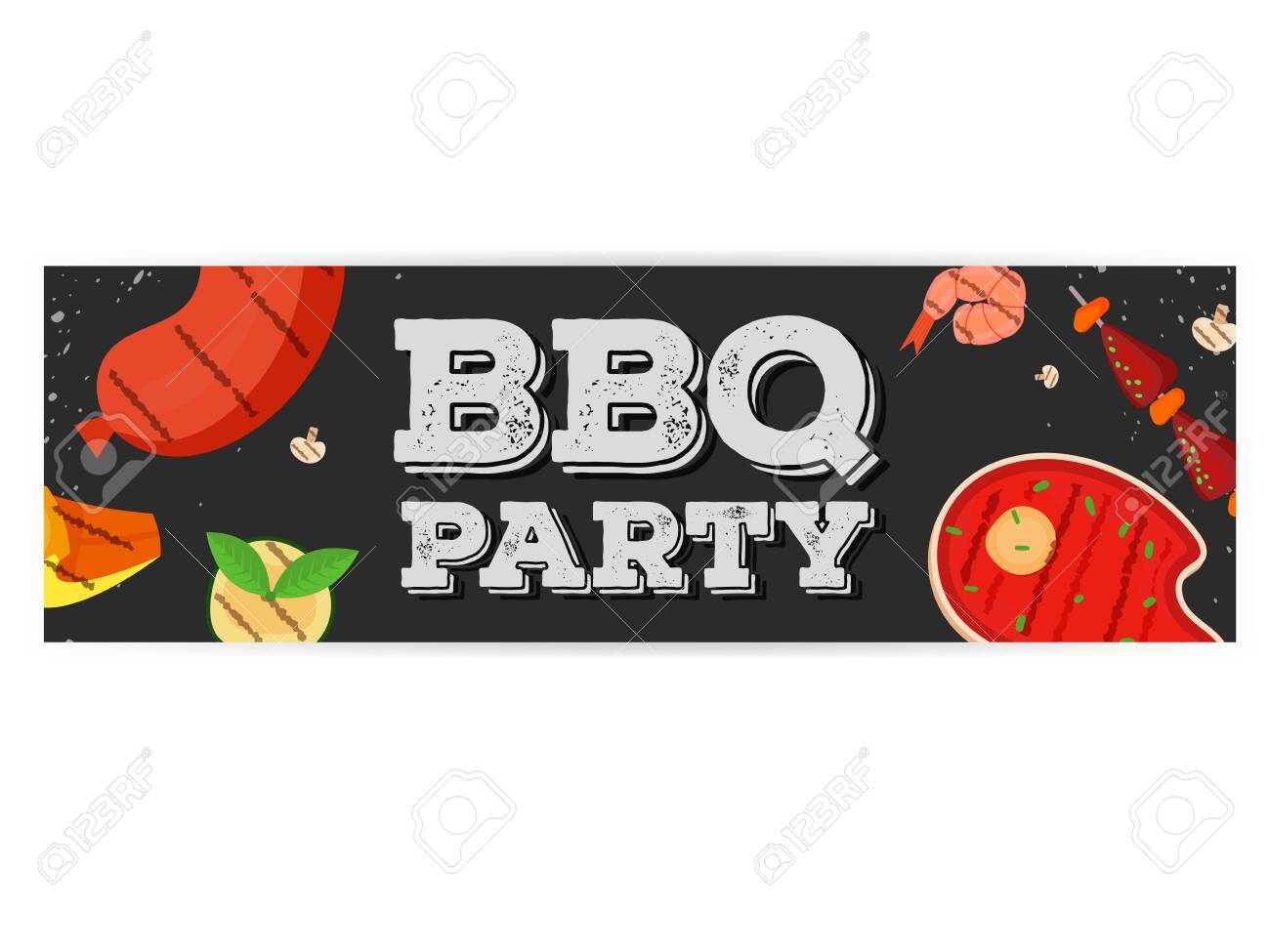 Modern Vector Barbecue Party Invitation Design Template. Trendy For Cookout Flyer Template