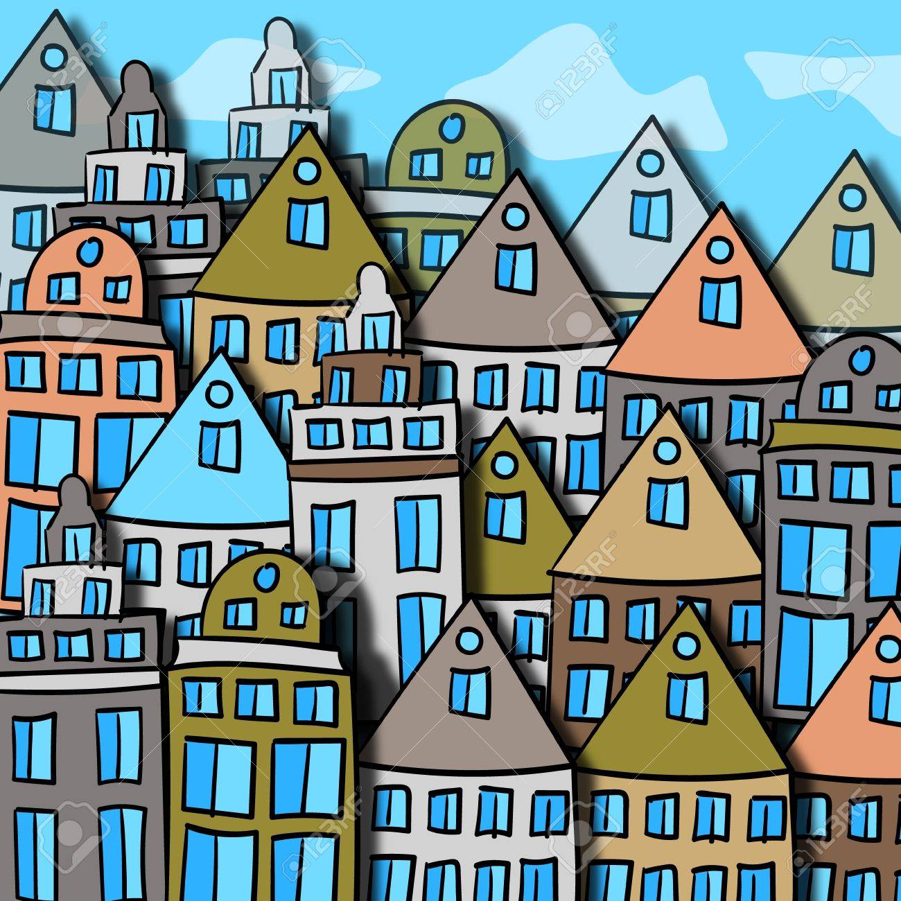 Scandinavian City Street Color Vector Illustration Sloppy Sketch Royalty Free Cliparts Vectors And Stock Illustration Image