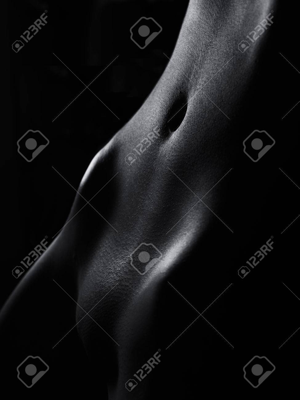 Sexy body naked sensual beautiful girl artistic black and white photo black
