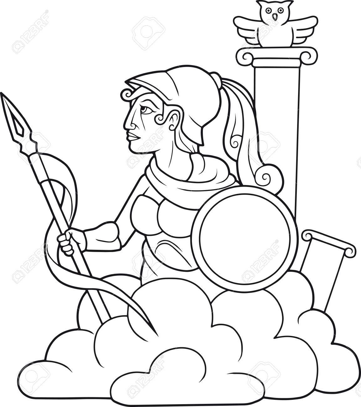 Greek Goddess Athena With A Spear In His Hand Royalty Free