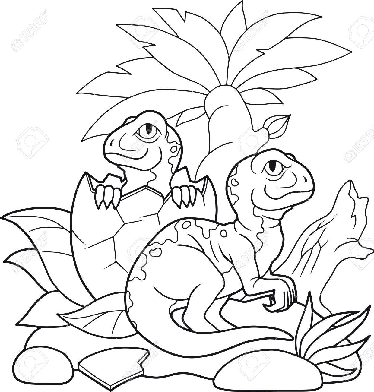 小さなかわいいベロキラプトル生まれ 環境に慣れる のイラスト素材 ベクタ Image