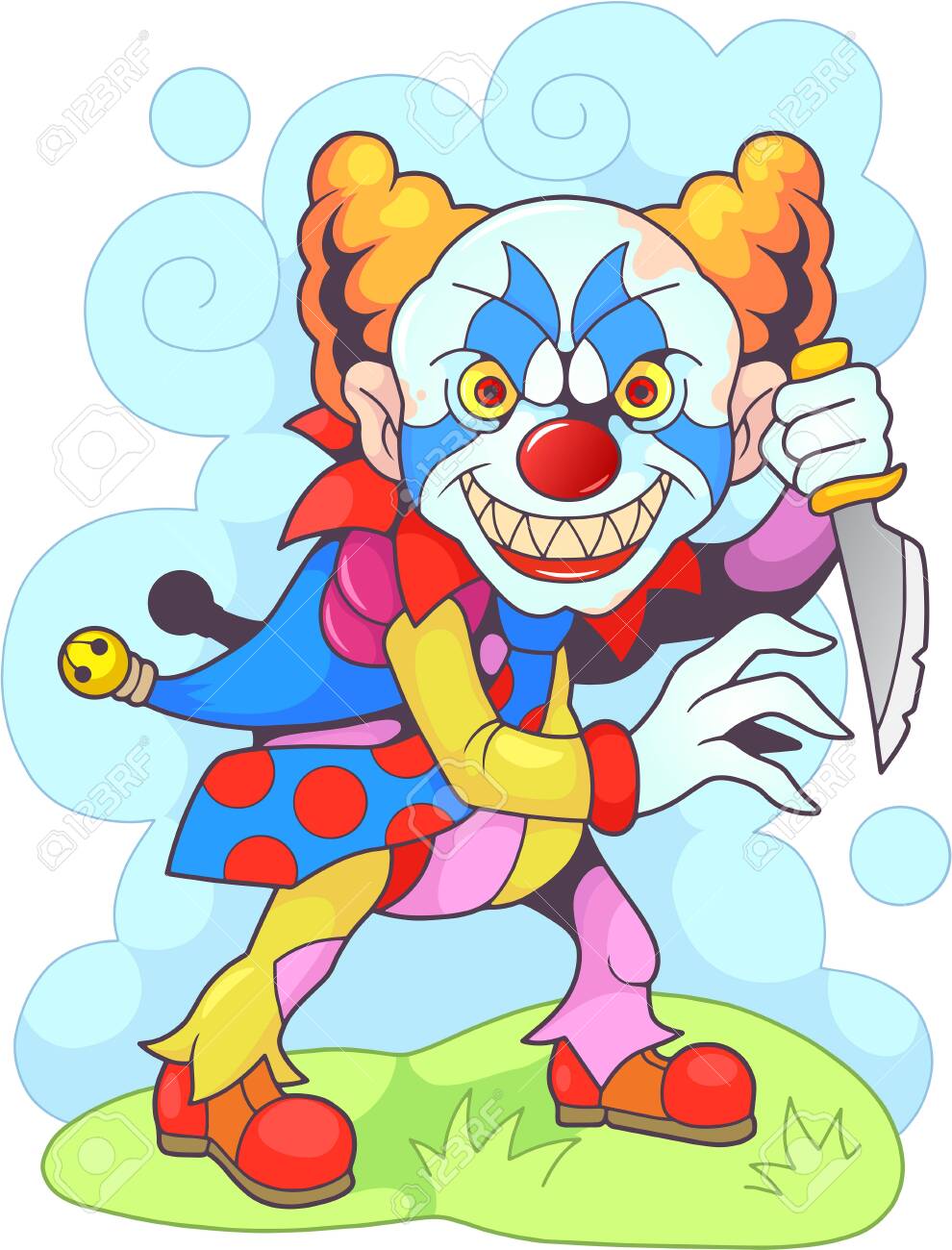 Cartoon Scary Clown Monster With Knife, Funny Illustration Royalty Free SVG, Cliparts, Vectors, And Stock Illustration. Image 131755704. Cartoon Scary Clown Monster With Knife, Funny Illustration Royalty Free SVG, Cliparts, Vectors, And Stock Illustration. Image 131755704.