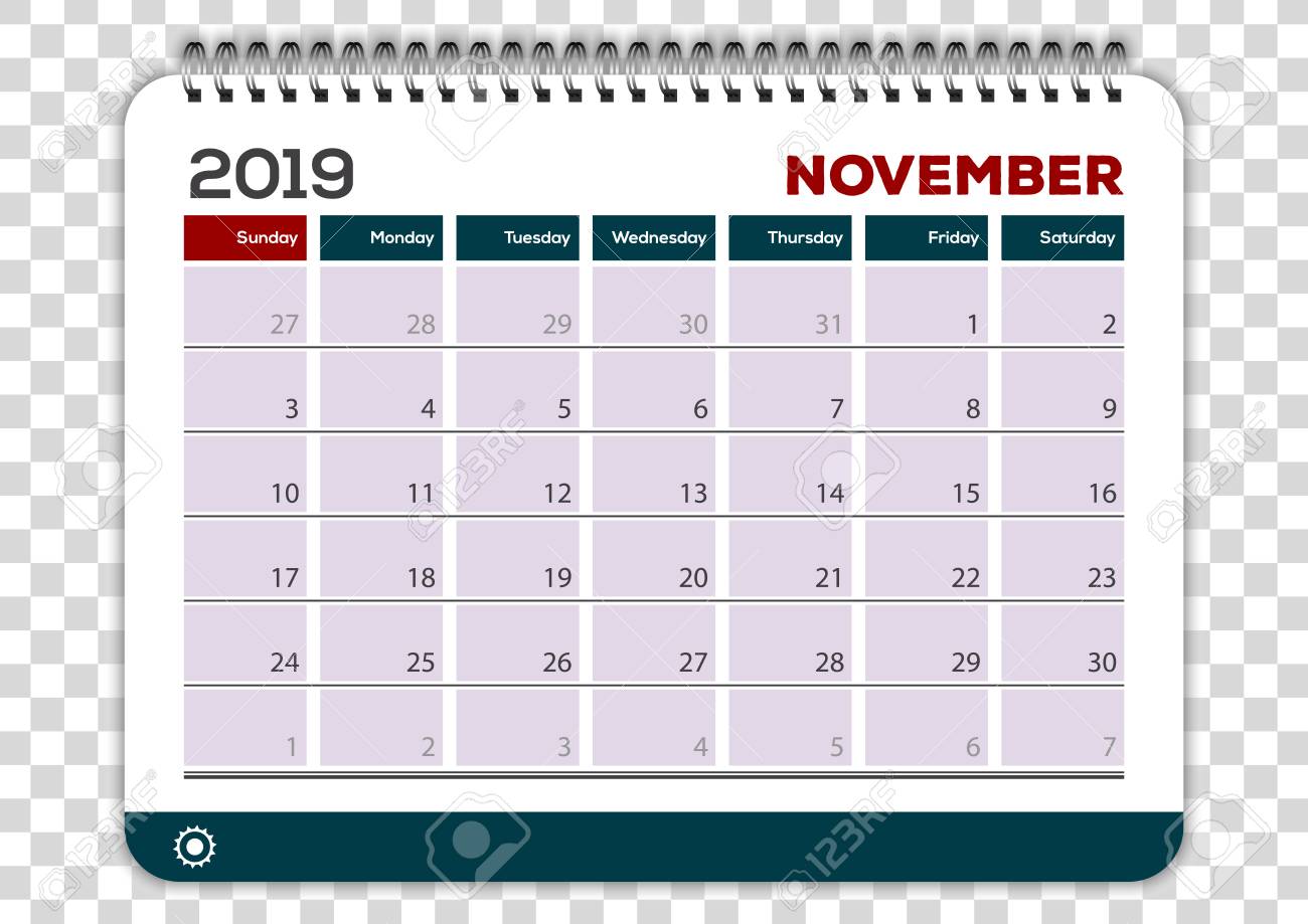 november 2019 calendar planner design template week starts november 2019 calendar clipart